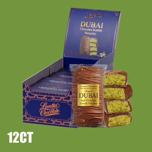 12 Count - Unit Price: $6.30 -  Dubai Chocolate Lovetta 4oz (113g) Wholesale
